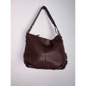 Coach brooke pebbled Bag Large Brown Leather F15064  Shoulder Bag Grommet Strap